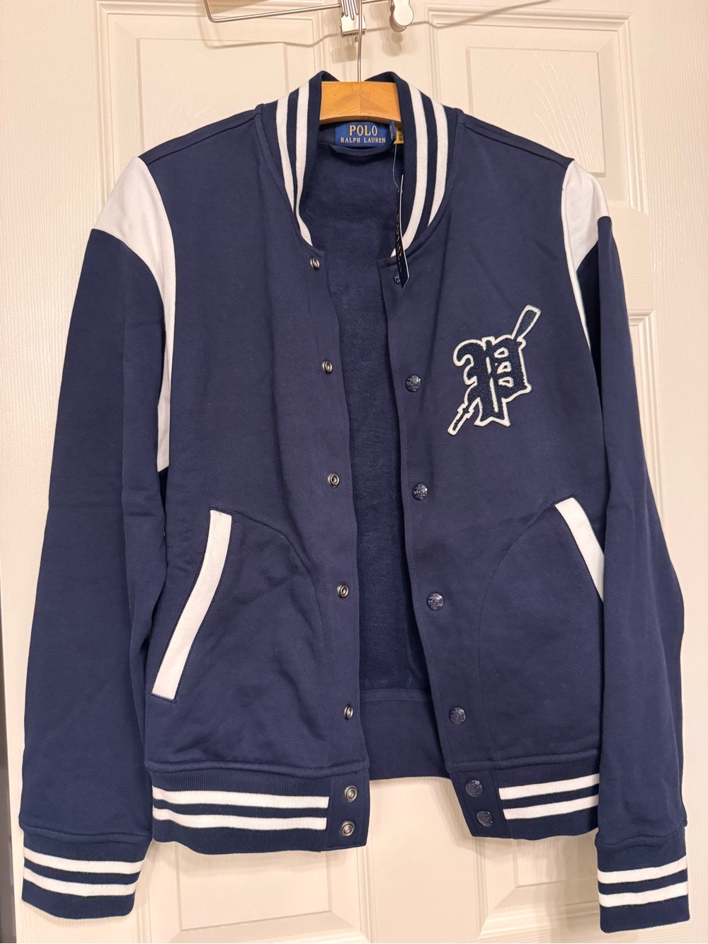 New - Polo by Ralph Lauren Navy & White Baseball Varsity Jacket - Picture 2 of 6